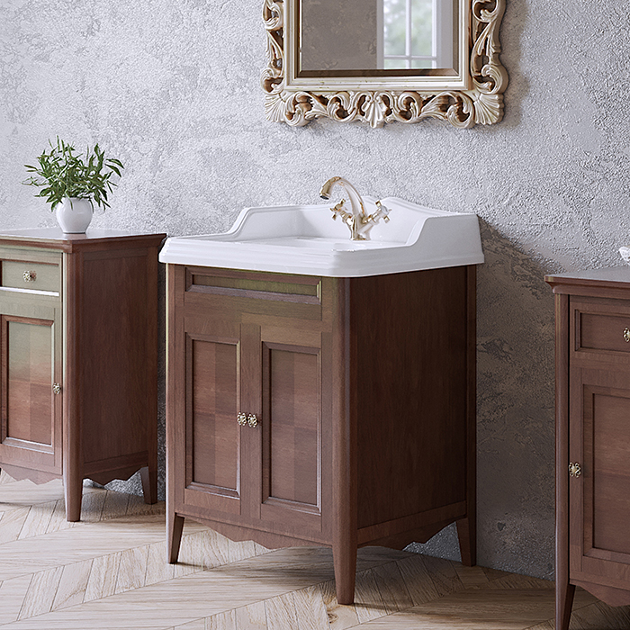 TW Veronica Nuovo комплект мебели с 2-мя дверцами, с доводчиками Blum, ручки: бронза, напольный, Цвет: noce