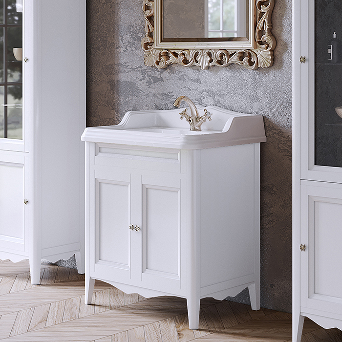 TW Veronica Nuovo комплект мебели с 2-мя дверцами, с доводчиками Blum, ручки: бронза, напольный, цвет: белый