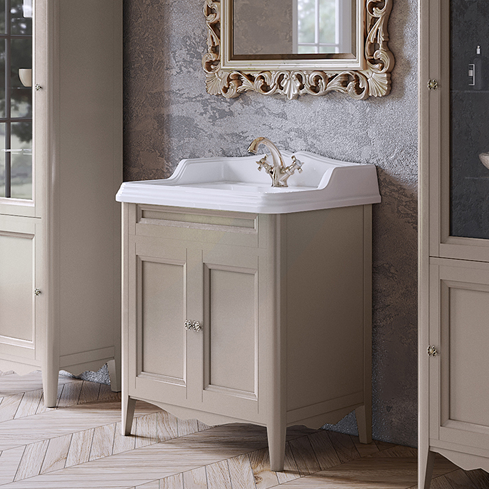 TW Veronica Nuovo комплект мебели с 2-мя дверцами, с доводчиками Blum, ручки: бронза, напольный, Цвет: tortora