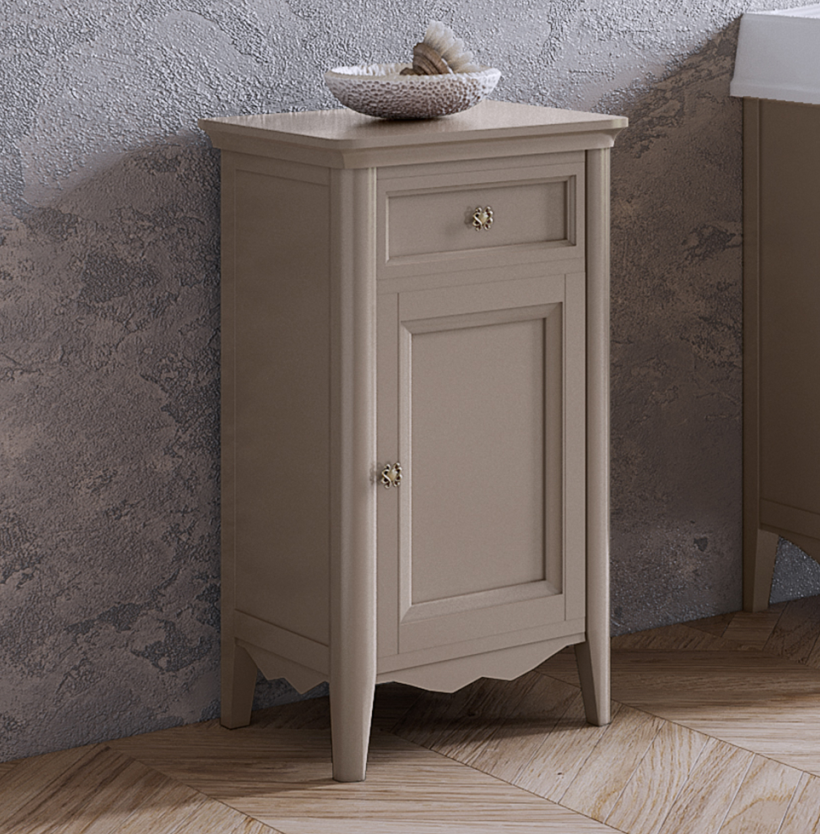 TW Veronica, Тумба, 1 распашная дверка 1 выдвижной ящик, доводчики Blum (петли справа-DX), напольная, цвет: Tortora, ручки: Riflesso