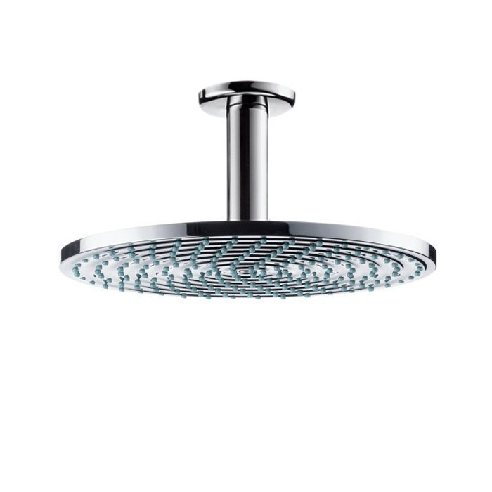 Hansgrohe Raindance Air Верхний душ, с потолочным подсоединением, экстра широкая душевая струя, с технологией AIR, защита от загрязнений QuickClean, с потолочным подсоединением, с защитой от люфта, цвет: хром