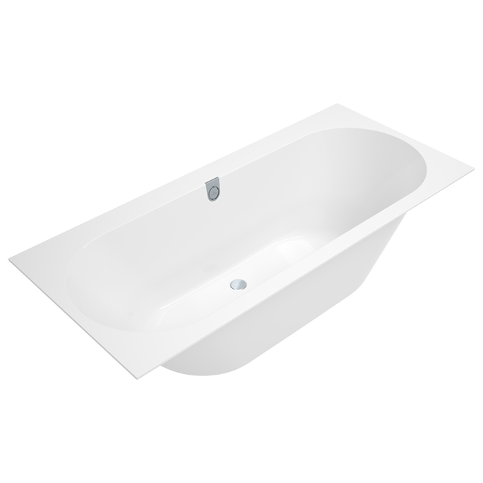 Villeroy&Boch Oberon 2.0 Ванна встраиваемая, слив по центру, в к-те ножки и слив-перелив хром, материал: Quaryl, цвет: альпийский белый