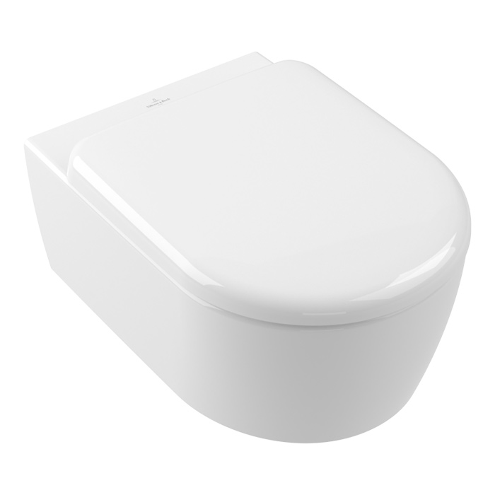 Villeroy&Boch Skyla Унитаз подвесной, безободковый, смыв Tornado, сиденье SoftClosing, цвет: альпийский белый