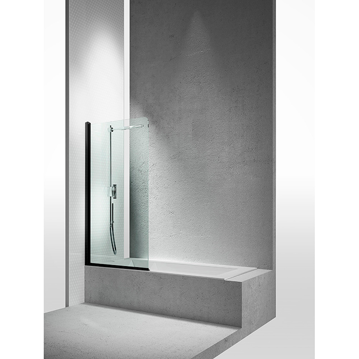 VismaraVetro Шторка на ванну LV, SX(левая), стекло Transparent 04, профиль Matt Black 09, TPA