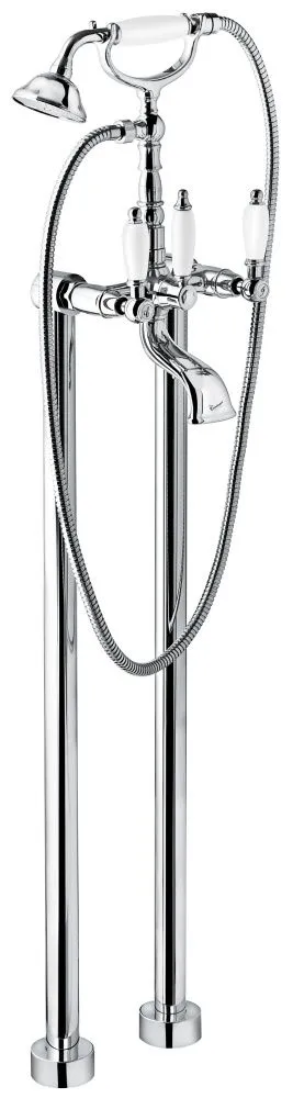Emmevi Deco Ceramic, двухрычажный напольный смеситель для ванны (излив ), с набором для душа, цвет хром