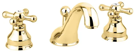 Emmevi Deco Classic, двухвентильный смеситель для раковины (излив ), на 3 отверстия, с донным клапаном, цвет золото