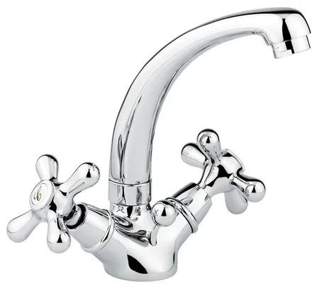 Emmevi Deco Classic, двухвентильный смеситель для раковины (излив ), с донным клапаном, цвет хром