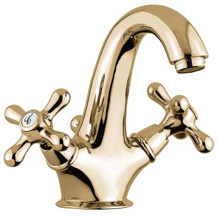 Emmevi Deco Classic, двухвентильный смеситель для раковины (излив ), с донным клапаном, цвет бронза
