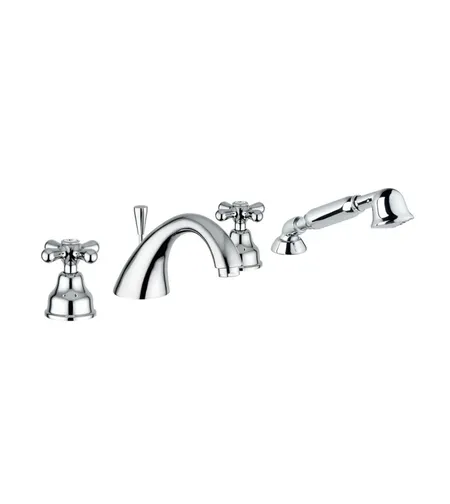 Emmevi Deco Classic, комплект смесителя на борт ванны (излив ), на 4 отверстия, с набором для душа, цвет золото