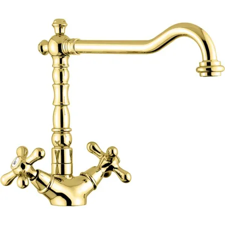 Emmevi Deco Old, двухвентильный кухонный смеситель (поворотный излив ), без донного клапана, цвет золото
