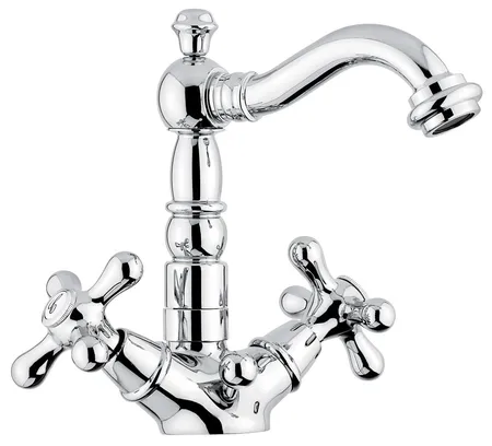 Emmevi Deco Old, двухвентильный смеситель для раковины (излив ), с донным клапаном, цвет хром