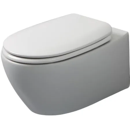 White Ceramic Basic, комплект подвесного безободкового унитаза с быстросъемным сиденьем микролифт, цвет серый матовый