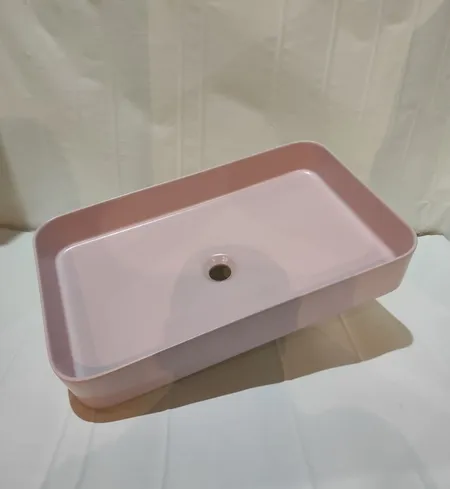 White Ceramic Blade, накладная прямоугольная раковина, цвет розовый матовый