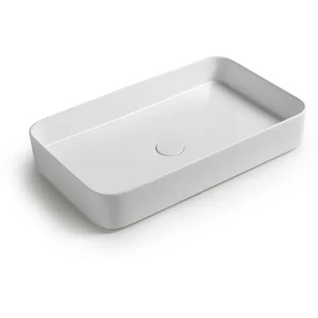 White Ceramic Blade, накладная прямоугольная раковина, в комплекте с донным клапаном, цвет сливовый матовый