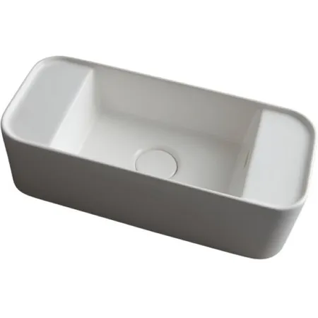 White Ceramic Geo Mini, накладная прямоугольная раковина, цвет белый глянцевый