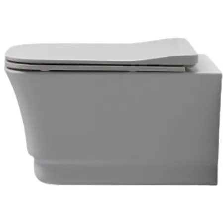White Ceramic Idea, комплект подвесного безободкового унитаза с быстросъемным ультратонким сиденьем микролифт, цвет кофейный матовый