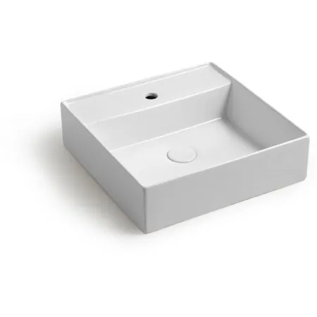 White Ceramic Like, накладная/подвесная прямоугольная раковина с отверстием п/с, цвет белый глянцевый