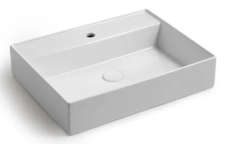 White Ceramic Like, накладная/подвесная прямоугольная раковина с отверстием п/с, цвет черный матовый