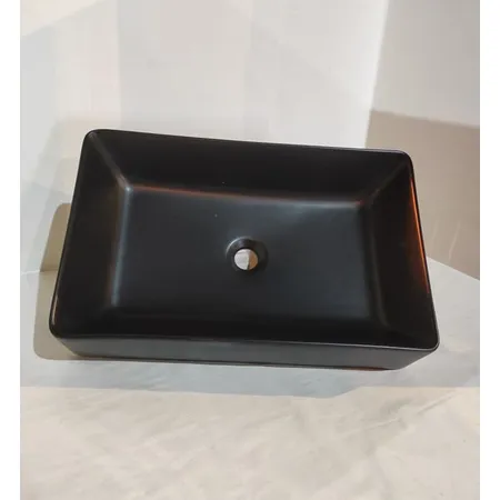 White Ceramic Slim, накладная прямоугольная раковина, цвет черный матовый