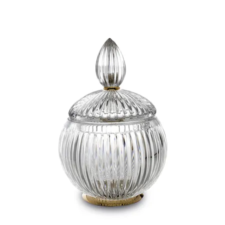 3SC ELEGANCE Баночка универсальная, с крышкой, настольная, цвет: прозрачный хрусталь/золото 24к