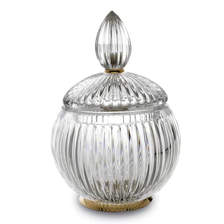 3SC ELEGANCE Баночка универсальная, с крышкой, настольная, цвет: прозрачный хрусталь/золото 24к