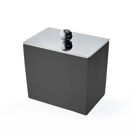 3SC Mood Black Баночка универсальная, с крышкой, настольная, композит Solid Surface, цвет: чёрный матовый/хром
