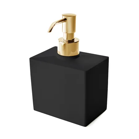 3SC Mood Black Дозатор настольный, композит Solid Surface, цвет: чёрный матовый/золото 24к