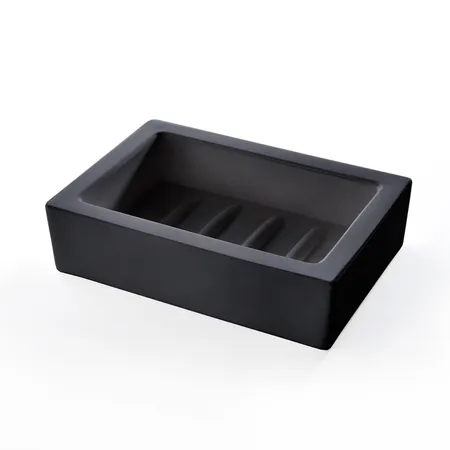 3SC Mood Black Мыльница настольная, композит Solid Surface, цвет: чёрный матовый