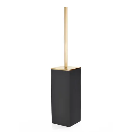 3SC Mood Black Туалетный ёршик, напольный, композит Solid Surface, цвет: чёрный матовый/золото 24к