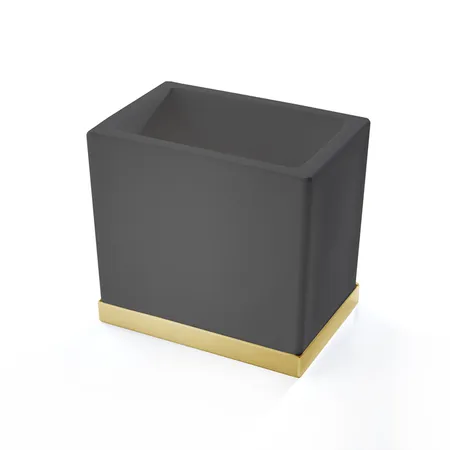 3SC Mood Deluxe Black Стакан настольный, композит Solid Surface, цвет: чёрный матовый/золото 24к