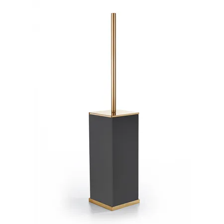 3SC Mood Deluxe Black Туалетный ёршик, напольный, композит Solid Surface, цвет: чёрный матовый/золото 24к