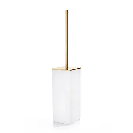3SC Mood White Туалетный ёршик, напольный, композит Solid Surface, цвет: белый матовый/золото 24к
