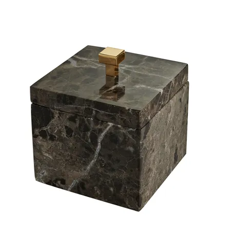 3SC Palace Marmo Баночка универсальная, с крышкой, настольная, цвет: мрамор Emperador dark/золото 24к