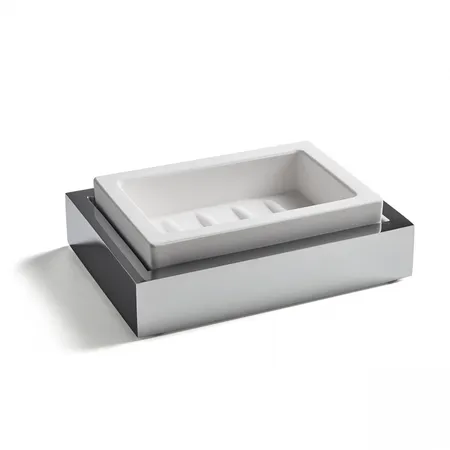 3SC SK 3.0 Мыльница настольная, композит Solid Surface, цвет: белый/хром