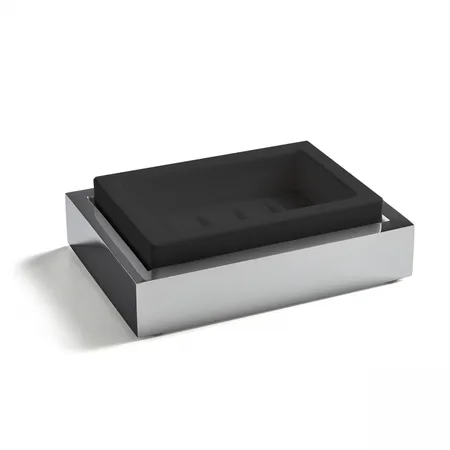 3SC SK 3.0 Мыльница подвесная, композит Solid Surface, цвет: чёрный/хром