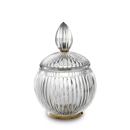 3SC Elegance Баночка универсальная, с крышкой, настольная, цвет: прозрачный хрусталь/золото 24к. opaco