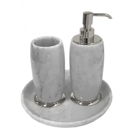 3SC Elegance Комплект: стакан, дозатор, лоток, мрамор bianco carrara/, цвет: хром