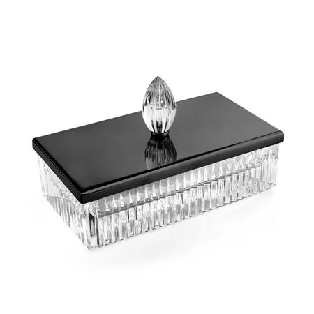 3SC Elegance Контейнер для бумажных салфеток, настольный, цвет: прозрачный хрусталь/никель черный матовый