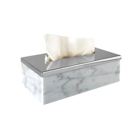 3SC Elegance Контейнер для салфеток, цвет: мрамор bianco carrara/хром