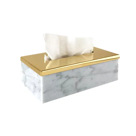 3SC Elegance Контейнер для салфеток, цвет: мрамор bianco carrara/золото 24к. Lucido