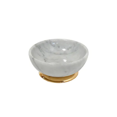 3SC Elegance Мыльница настольная, цвет: мрамор bianco carrara/золото 24к. Lucido