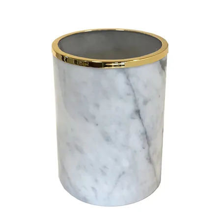 3SC Elegance Ведро без крышки, цвет: мрамор bianco carrara/золото 24к. Lucido