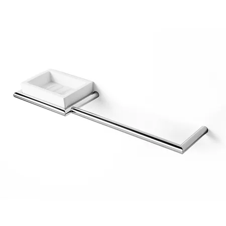 3SC Guy Полотенцедержатель и мыльница, слева, подвесная, композит Solid Surface, цвет: белый матовый/хром