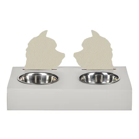 ADJ Подставка с мисками Dog, хром, цвет: белый/панна котта