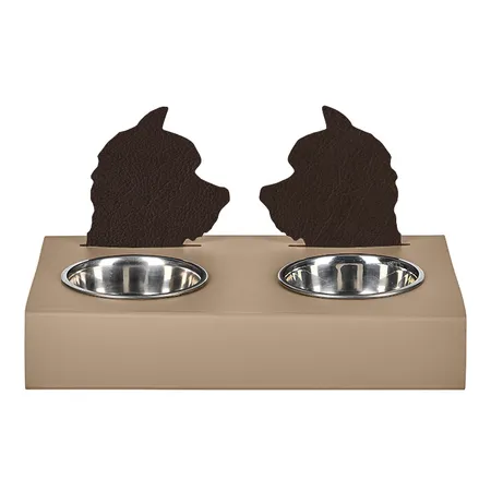 ADJ Подставка с мисками Dog, хром, цвет: капучино/шоколад