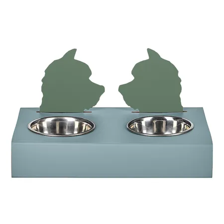 ADJ Подставка с мисками Dog, хром, цвет: небесный/эвкалипт