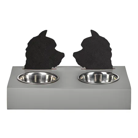 ADJ Подставка с мисками Dog, хром, цвет: серый/черный