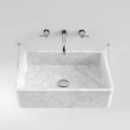 Agape Carrara Раковина, без отв, прямоугольная, с доп. креплением, мрамор Carrara, цвет: белый