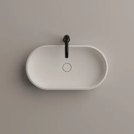 Agape Undici Раковина накладная, без отв, без перелива, с донным клапанном, Solid surface, цвет: белый матовый