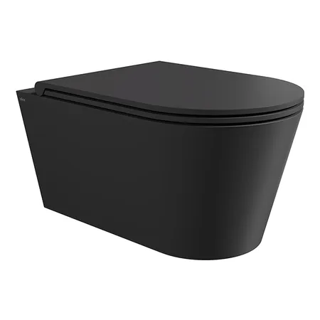 Alice Hide Round Унитаз, подвесной, безободковый, без сиденья и крышки, цвет: чёрный матовый